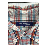 Junya Watanabe MAN 'High Roller' Plaid Short-Sleeve Shirt — Yellow Back Graphic