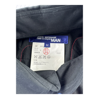 Junya Watanabe MAN Tartan Appliqué Text Shirt — Black Cotton / Royal Stewart Cutout