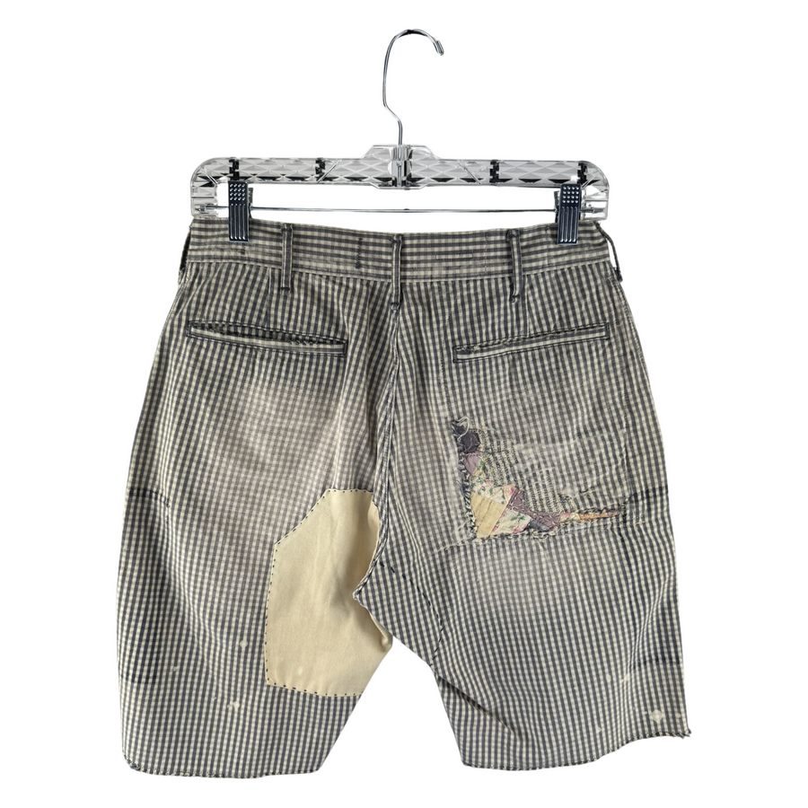 Kapital Kountry Gingham Boro-Patch Shorts — Multi-Fabric Patchwork