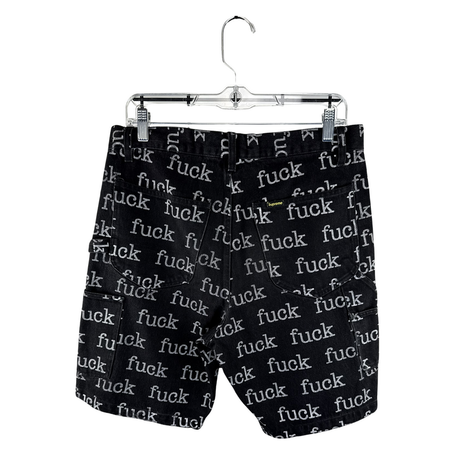 Supreme SS19 'Fuck' Text Jacquard Denim Shorts — Black, Size 30