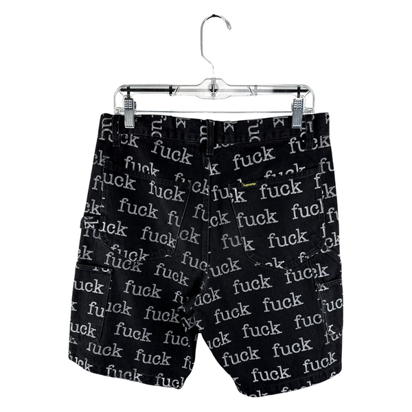 Supreme SS19 'Fuck' Text Jacquard Denim Shorts — Black, Size 30