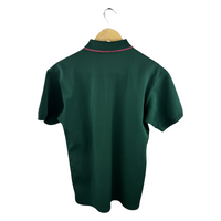 Junya Watanabe MAN Polo Shirt — Forest Green / Pink Tipped Collar & JW Embroidery