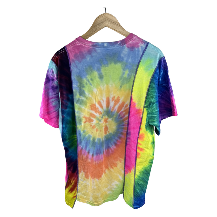 Needles Rebuild Tie-Dye Short Sleeve Tee — Multi-Panel Spiral Dye #04
