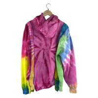 Rebuild by Needles Tie-Dye Reconstructed Hoodie — Multi-Panel Rainbow/Pink