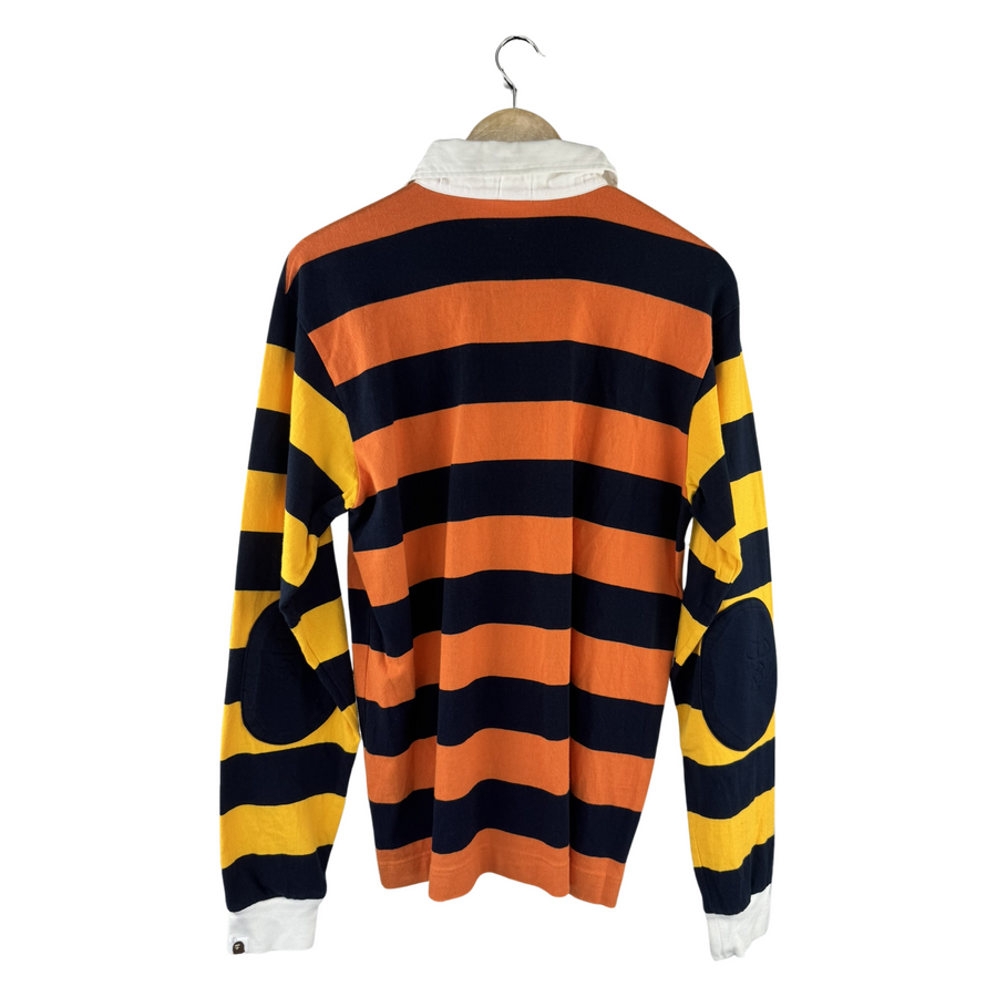 BAPE Baby Milo Striped Rugby Polo - Navy/Orange/Yellow