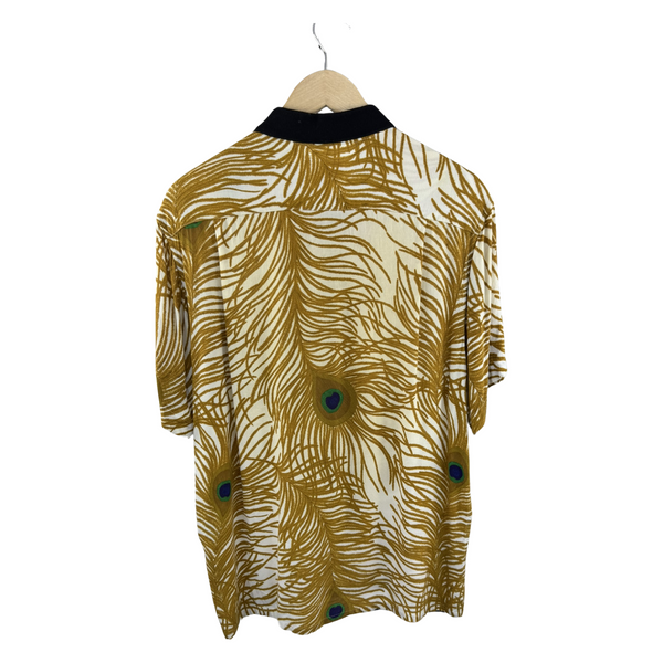 Supreme SS2005 Peacock Feather Print S/S Shirt — Gold/White Rayon