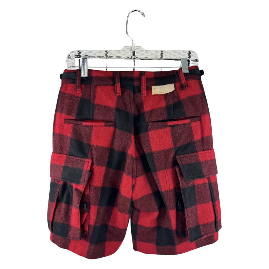 Kapital Wool Buffalo Plaid Cargo Shorts — Red/Black