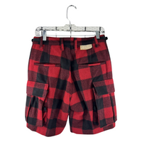 Kapital Wool Buffalo Plaid Cargo Shorts — Red/Black