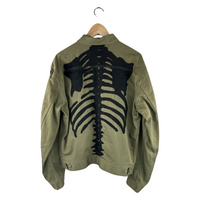Kapital Kountry Trucker Jacket — Skeleton Rib Cage Appliqué, Olive