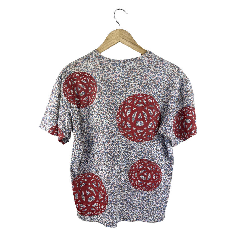 Junya Watanabe MAN Floral Tee — Oversized Red Anarchy Orb Print