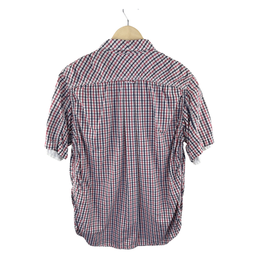 Junya Watanabe MAN x Ben Sherman Short-Sleeve Shirt — Red/Navy Gingham Zip