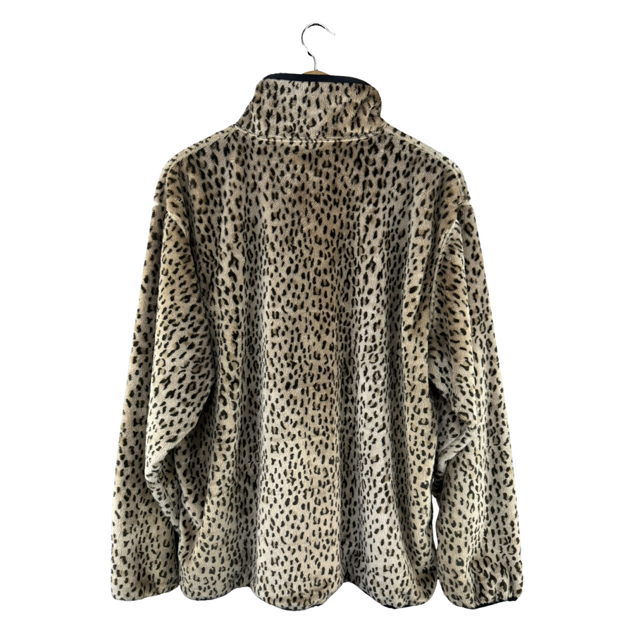 Needles Leopard Faux Fur Full-Zip Fleece Jacket — Cream/Black