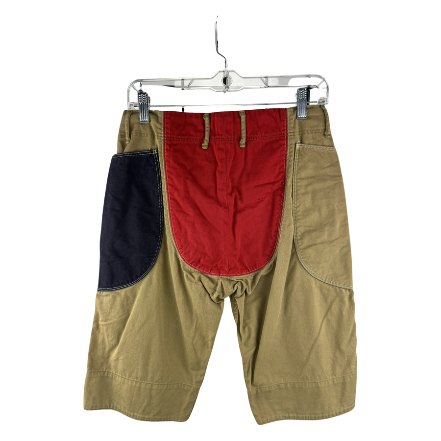 Kapital Two-Tone Cargo Shorts — Khaki/Navy Contrast Pocket