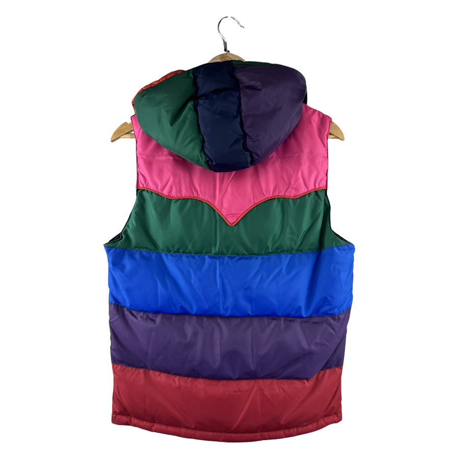 PPFM Multicolor Colorblock Hooded Puffer Vest — Western Yoke Panel