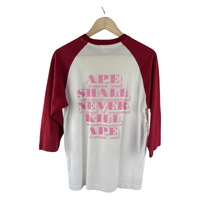 BAPE Raglan Three-Quarter Sleeve T-Shirt - Red/White