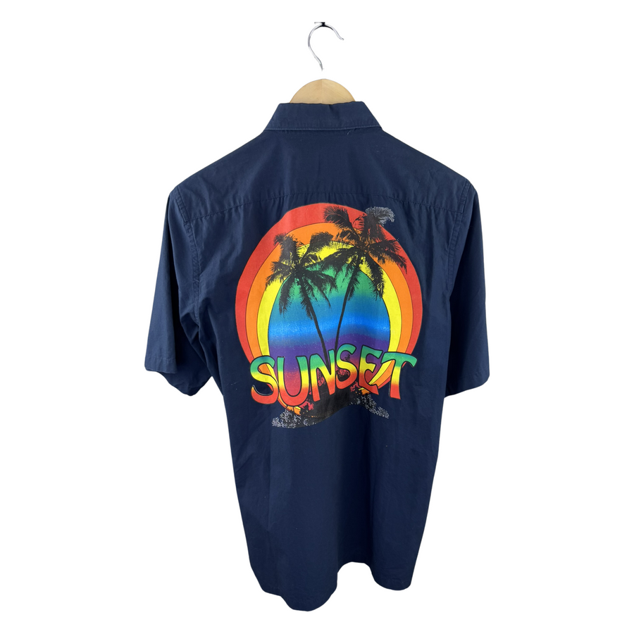 Junya Watanabe MAN Short Sleeve Shirt — Rainbow Sunset Back Graphic