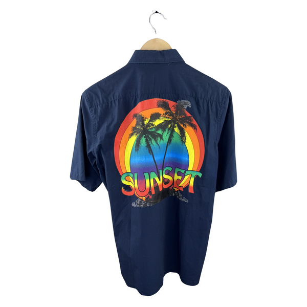 Junya Watanabe MAN Short Sleeve Shirt — Rainbow Sunset Back Graphic