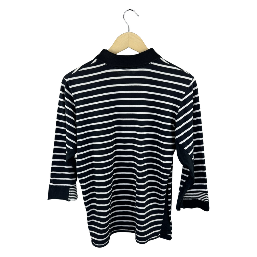 Undercoverism Striped Polo Shirt — Navy/White Marinière with Spiral Logo