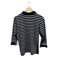 Undercoverism Striped Polo Shirt — Navy/White Marinière with Spiral Logo