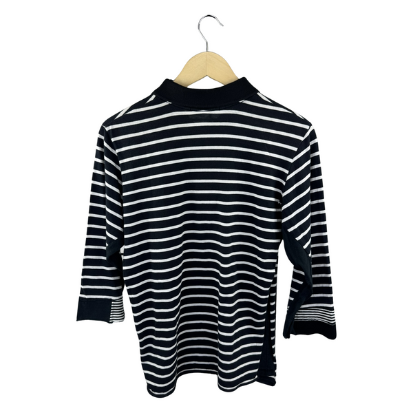 Undercoverism Striped Polo Shirt — Navy/White Marinière with Spiral Logo