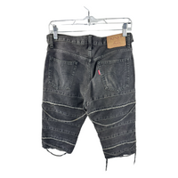 Hysteric Glamour 'Kinky Jeans' Distressed Denim Shorts — Horizontal Slash Detail, Faded Black