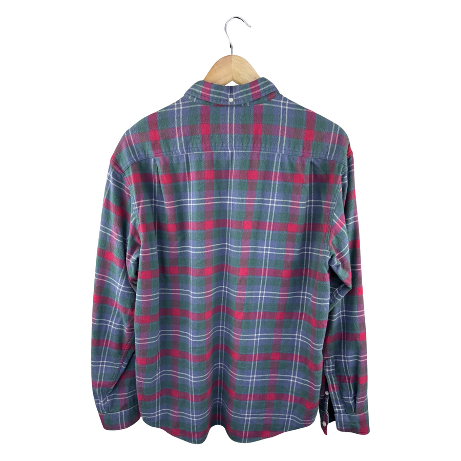 Supreme Plaid Flannel Button-Down Shirt — Blue/Red/Green Tartan