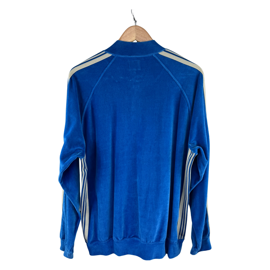 Needles Velour Track Jacket — Royal Blue / Cream Triple Stripe