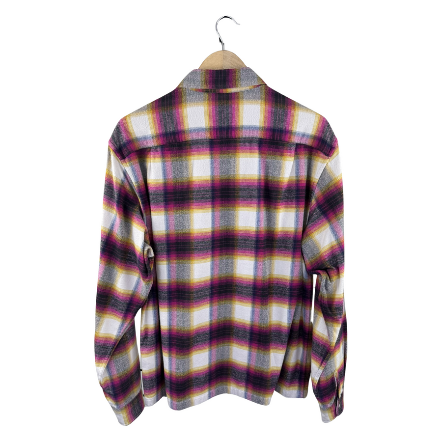Supreme Plaid Zip Flannel Shirt — Pink/Yellow/Grey Multi