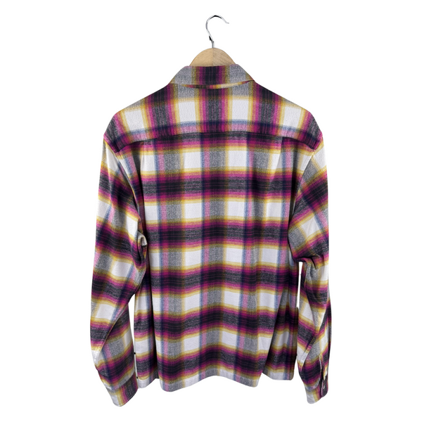 Supreme Plaid Zip Flannel Shirt — Pink/Yellow/Grey Multi