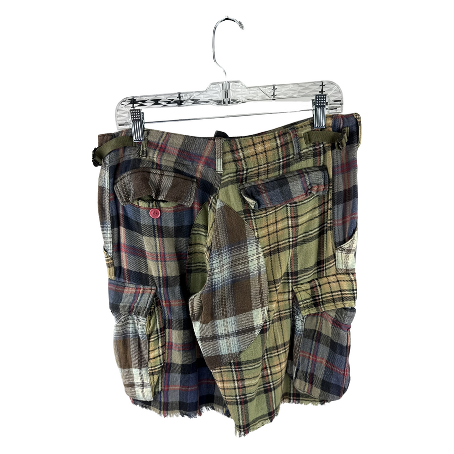 Nepenthes Patchwork Madras Cargo Shorts — Multi-Plaid Cutoff