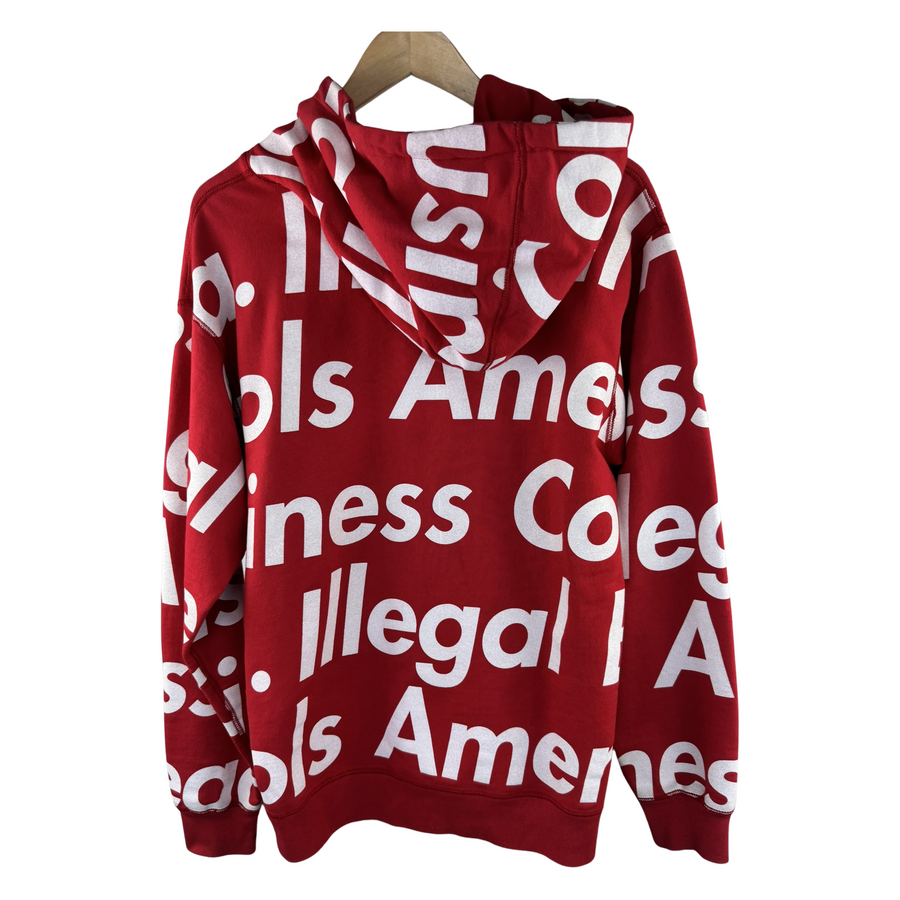 Supreme FW08 'Illegal Business Controls America' Zip Hoodie — Red Allover Print