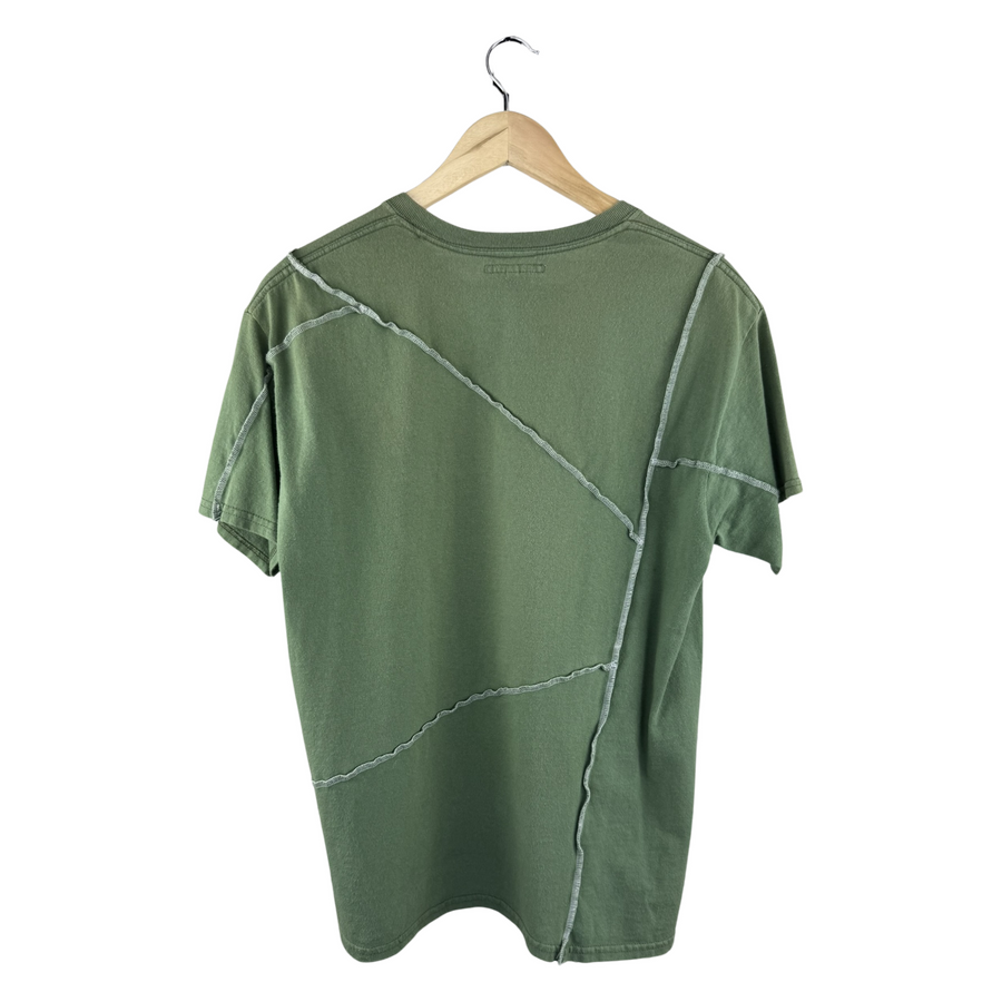 Rebuild by Needles Reconstruct T-Shirt — Olive Inside-Out Seam Patchwork