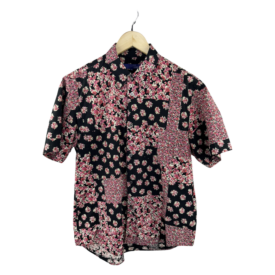 Junya Watanabe MAN Floral Patchwork S/S Shirt — Multi-Print Black/Pink