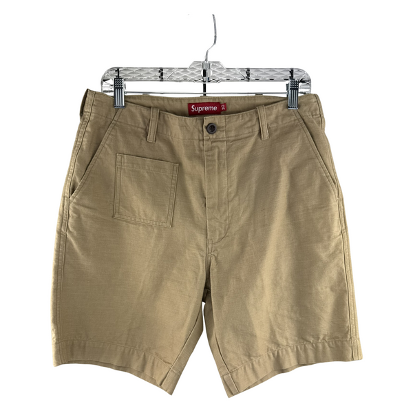 Supreme Chino Short — Khaki Ripstop Cotton, Size 30