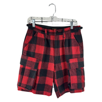 Kapital Wool Buffalo Plaid Cargo Shorts — Red/Black