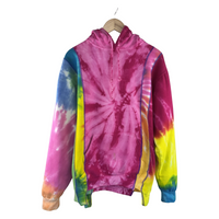 Rebuild by Needles Tie-Dye Reconstructed Hoodie — Multi-Panel Rainbow/Pink