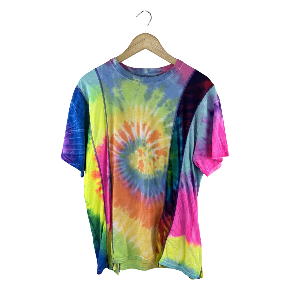 Needles Rebuild Tie-Dye Short Sleeve Tee — Multi-Panel Spiral Dye #04