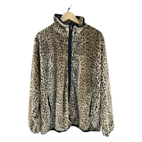Needles Leopard Faux Fur Full-Zip Fleece Jacket — Cream/Black