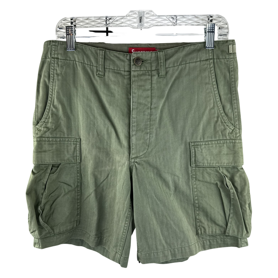 Supreme Cargo Short — Olive Herringbone Twill