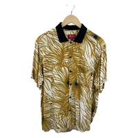 Supreme SS2005 Peacock Feather Print S/S Shirt — Gold/White Rayon