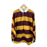 Needles Rugby Shirt — Tie-Dye Stripe Mustard/Burgundy