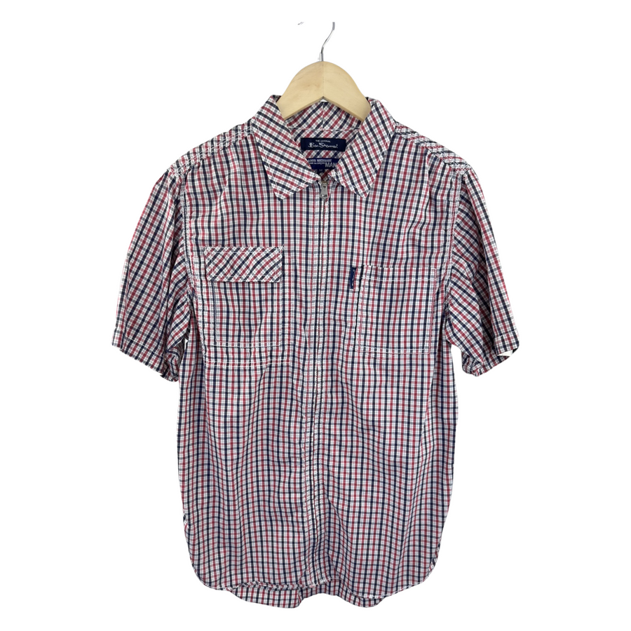 Junya Watanabe MAN x Ben Sherman Short-Sleeve Shirt — Red/Navy Gingham Zip