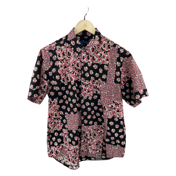 Junya Watanabe MAN Floral Patchwork S/S Shirt — Multi-Print Black/Pink