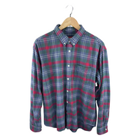 Supreme Plaid Flannel Button-Down Shirt — Blue/Red/Green Tartan