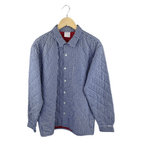 Goodenough Gingham Check Button-Up Shirt — Navy/White with Red Interior