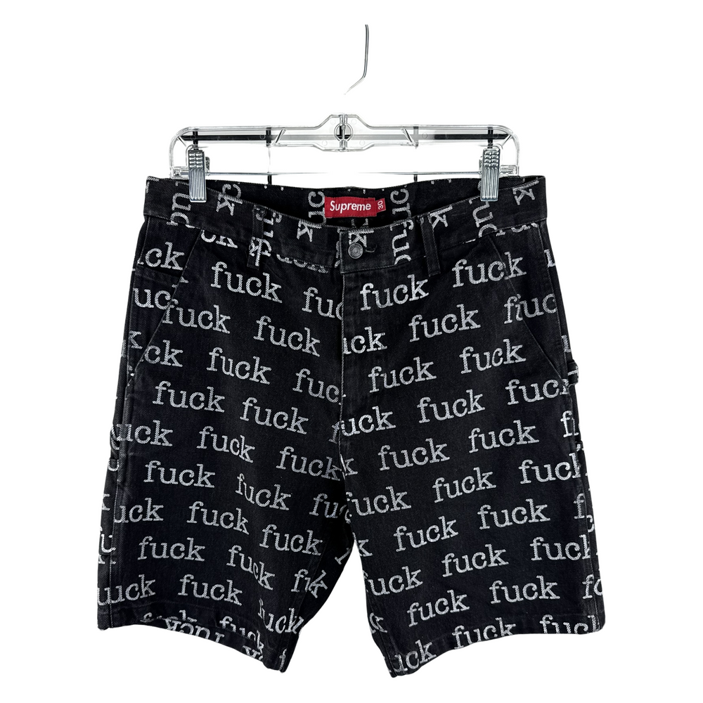 Supreme SS19 'Fuck' Text Jacquard Denim Shorts — Black, Size 30
