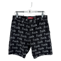 Supreme SS19 'Fuck' Text Jacquard Denim Shorts — Black, Size 30
