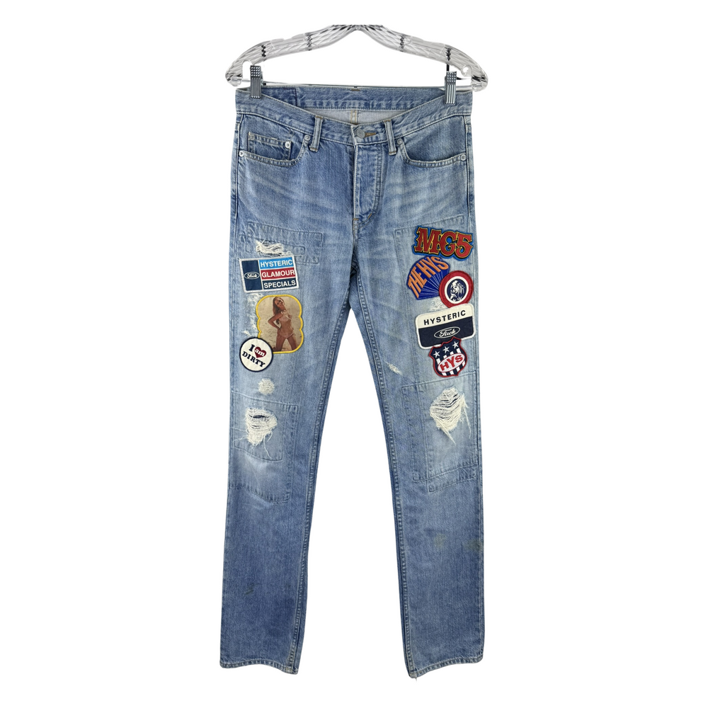 Hysteric Glamour x Kinky Jeans Patch Denim — Multi-Logo Distressed 5-Pocket