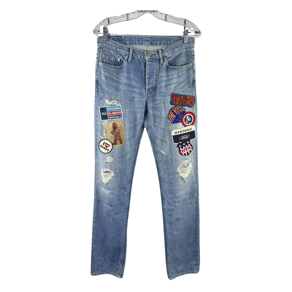 Hysteric Glamour x Kinky Jeans Patch Denim — Multi-Logo Distressed 5-Pocket