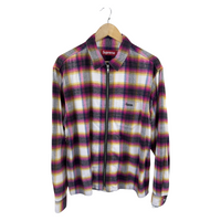 Supreme Plaid Zip Flannel Shirt — Pink/Yellow/Grey Multi